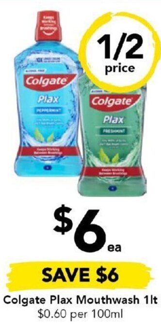 Drakes Colgate Plax Mouthwash 1lt offer