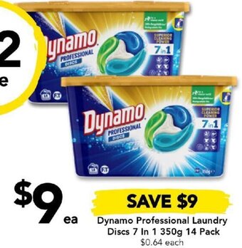 Drakes Dynamo Professional Laundry Discs 7 In 1 350g 14 Pack offer
