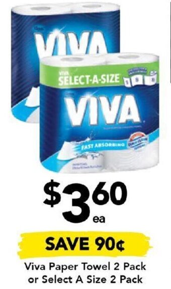 Drakes Viva Paper Towel 2 Pack or Select A Size 2 Pack offer