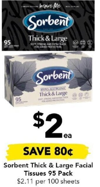Drakes Sorbent Thick & Large Facial Tissues 95 Pack offer