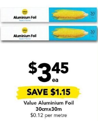 Value Aluminium Foil 30cmx30m