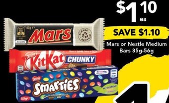 Drakes Mars or Nestle Medium Bars 35g-56g offer