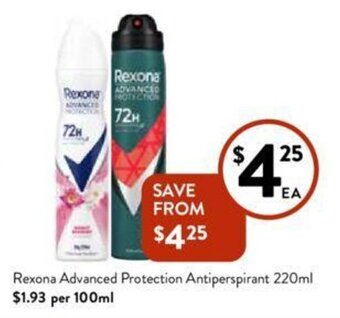Foodworks Rexona Advanced Protection Antiperspirant 220ml offer
