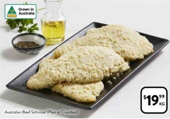 Foodworks Australian Beef Schnitzel (Plain or Crumbed) offer