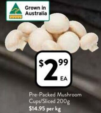 Pre-Packed Mushroom Cups/Sliced 200g