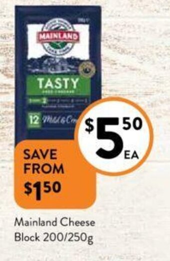 Foodworks Mainland Cheese Block 200/250g offer