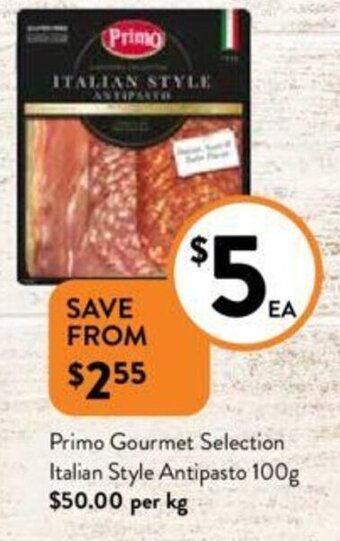 Foodworks Primo Gourmet Selection Italian Style Antipasto 100g offer