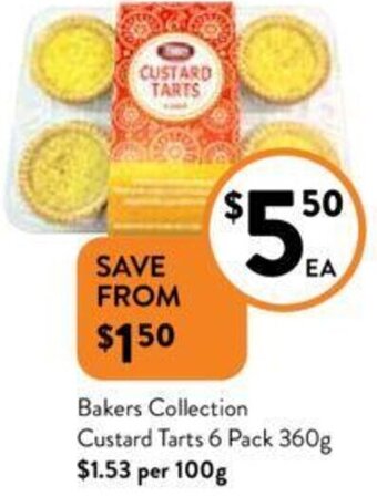 Bakers Collection Custard Tarts 6 Pack 360g