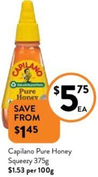 Foodworks Capilano Pure Honey Squeezy 375g offer