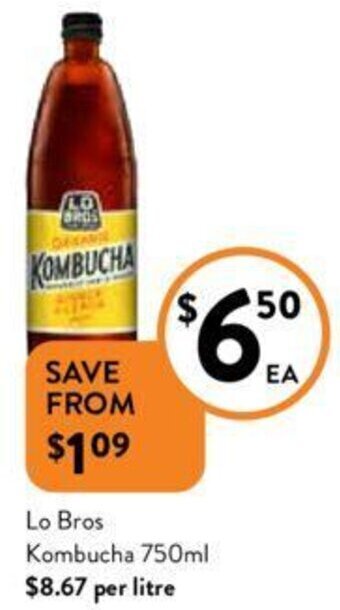 Foodworks Lo Bros Kombucha 750ml offer