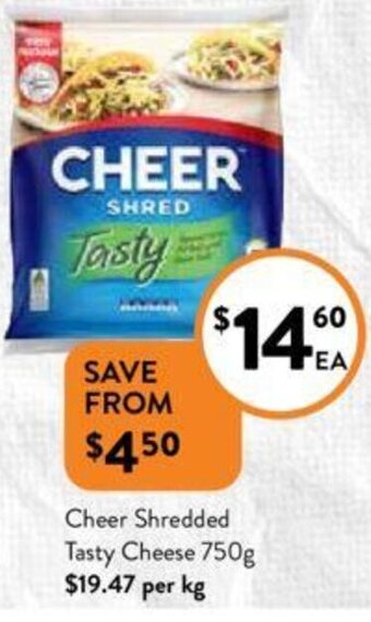 Foodworks Cheer Shredded Tasty Cheese 750g offer