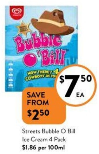 Streets Bubble O Bill Ice Cream 4 Pack