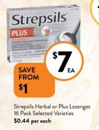Foodworks Strepsils Herbal or Plus Lozenges 16 Pack Selected Varieties offer