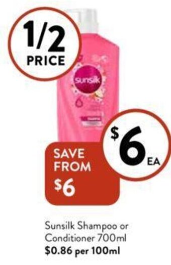 Foodworks Sunsilk Shampoo or Conditioner 700ml offer
