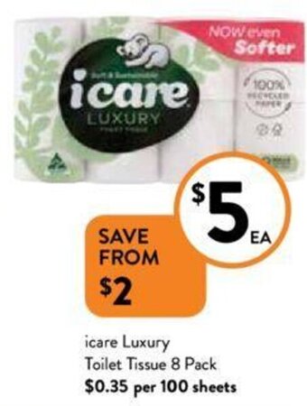 Foodworks icare Toilet Tissue 8 Pack offer