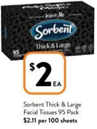 Foodworks Sorbent Thick & Large Facial Tissues 95 Pack offer