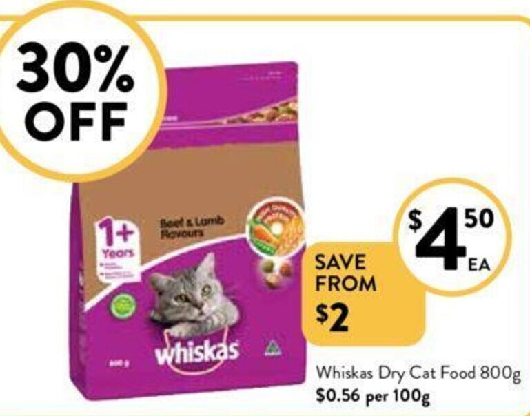 Whiskas Dry Cat Food 800g offer at Foodworks
