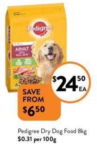 Foodworks Pedigree Dry Dog Food 8kg offer