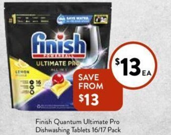 Foodworks Finish Quantum Ultimate Pro Dishwashing Tablets 16/17 Pack offer