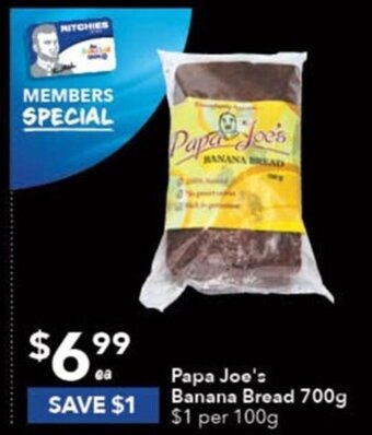 Ritchies Papa Joe's Banana Bread 700g offer