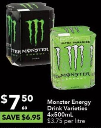 Ritchies Monster Energy Drink Varieties 4x500mL offer