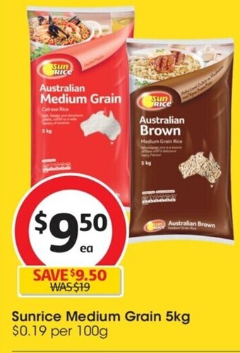 Coles Sunrice Medium Grain 5kg offer