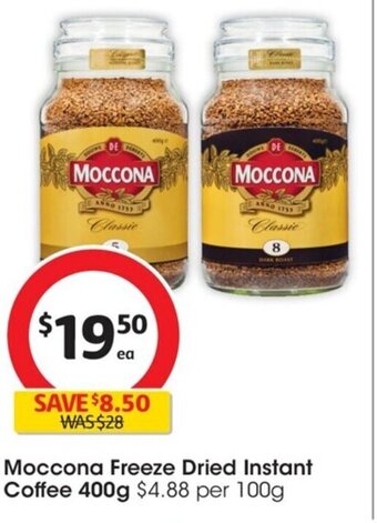 Coles Moccona Freeze Dried Instant Coffee 400g offer