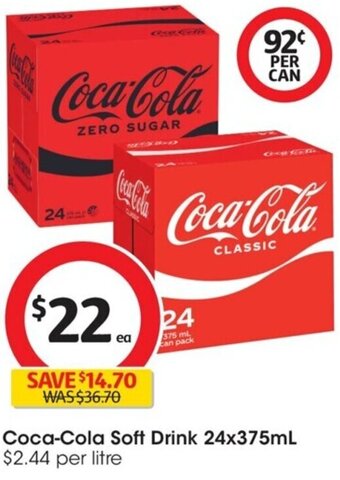 Coles Coca-Cola Soft Drink 24x375mL offer