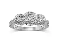 Bevilles Jewellery Brilliant Miracle Halo Ring with 1/2ct of Diamonds in 9ct White Gold - Q offer
