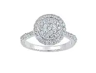 Bevilles Jewellery 18ct White Gold Halo Ring with 1.00ct of Diamonds offer