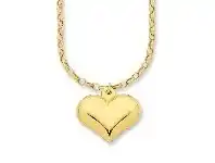 Bevilles Jewellery 9ct Yellow Gold Silver Filled Heart Necklace offer