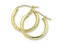 Bevilles Jewellery 9ct Yellow Gold Silver Infused Hoop Earrings- 2mm offer