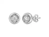 Bevilles Jewellery 9ct White Gold Bezel Earrings with 0.14ct of Diamonds offer