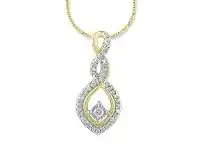 Bevilles Jewellery 9ct Yellow Gold 0.16ct Diamond Swirl Necklace offer
