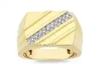 Bevilles Jewellery Honeydium 0.23ct Diamond Diagonal Gents Ring offer
