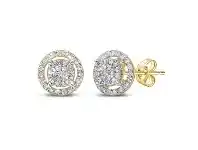 Bevilles Jewellery Martina Halo Solitaire Look Earrings with 1/3ct of Diamonds in 9ct Yellow Gold offer