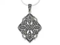 Bevilles Jewellery STERLING SILVER MARQUISITE FLOWER NECKLACE offer