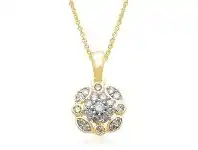 Bevilles Jewellery 9ct Yellow Gold 0.33ct Diamond Flower Necklace offer