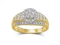 Bevilles Jewellery 9ct Yellow Gold Diamond Halo Ring with 1.00ct of Diamonds offer