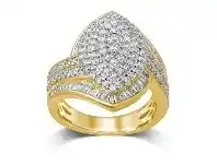 Bevilles Jewellery 9ct Yellow Gold 1.50ct Diamond Marquise Cluster Ring - N offer