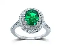 Bevilles Jewellery 1.90ct Emerald Ring with 1/2ct of Diamonds in 9ct White Gold - L offer