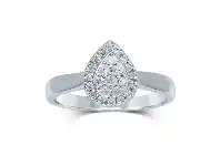Bevilles Jewellery Brilliant Composite Halo Pear Ring with 1/2ct of Diamonds in 9ct White Gold - L offer