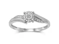 Bevilles Jewellery Brilliant Illusion Diamond Set Ring in 9ct White Gold - Q offer