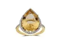 Bevilles Jewellery 9ct Yellow Gold 0.33ct Diamond & Pear Citrine Ring - N offer