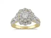 Bevilles Jewellery Brilliant Flower Solitaire Ring with 1.00ct of Diamonds in 9ct Yellow Gold - L offer
