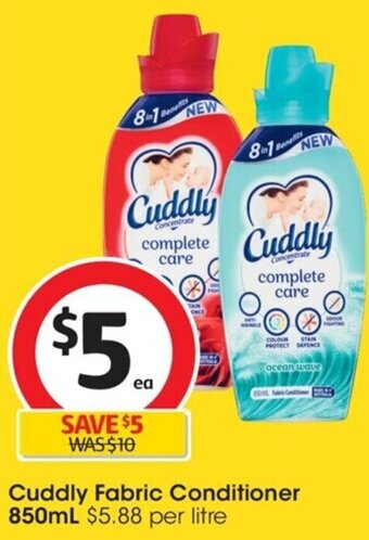 Coles Cuddly Fabric Conditioner 850mL offer