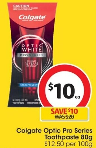 Coles Colgate Optic Pro Series Toothpaste 80g offer