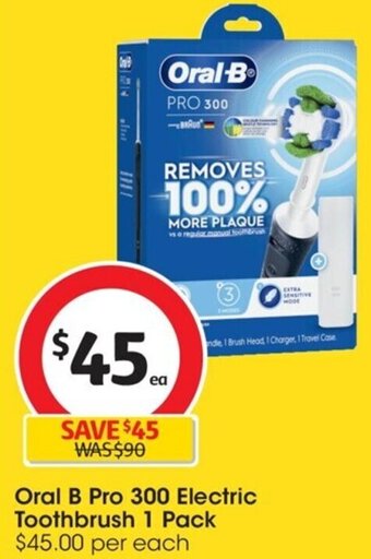 Coles Oral B Pro 300 Electric Toothbrush 1 Pack offer