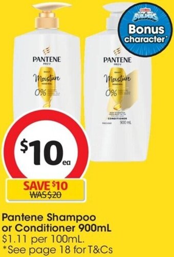 Coles Pantene Shampoo or Conditioner 900mL offer