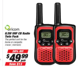 SuperCheap Auto Oricom - 0.5W UHF CB Radio Twin Pack offer